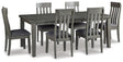 Furniture City Houma - Ashley Furniture - Hallanden Dining Table and 6 Chairs - Dining Table and 6 Chairs / Gray - D589D6