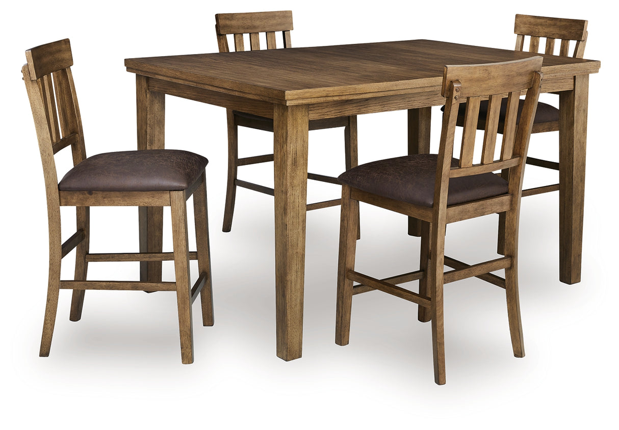 Urbinforte Counter Height Extension Dining Table and 4 Barstools