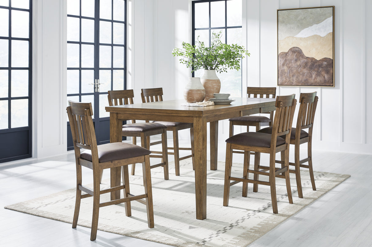 Urbinforte Counter Height Extension Dining Table and 6 Barstools