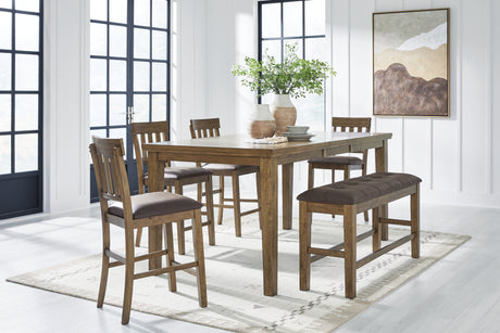 Furniture City Houma - Ashley Furniture - Urbinforte Counter Height Extension Dining Table, 4 Barstools and Bench - Counter Height Extension Dining Table, 4 Barstools and Bench - PCD592D4