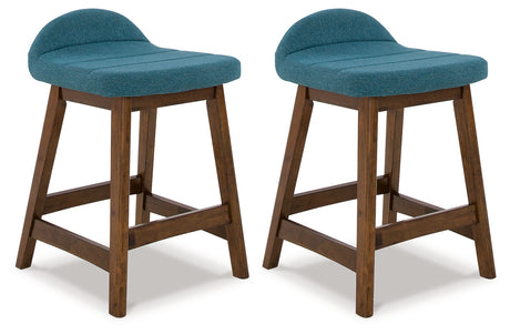 Furniture City Houma - Ashley Furniture - Lyncott Counter Height Bar Stool (Set of 2) - Counter Height Bar Stool (Set of 2) / Blue/Brown - D615-324X2