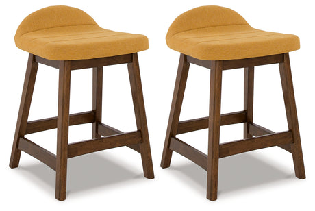 Furniture City Houma - Ashley Furniture - Lyncott Counter Height Bar Stool (Set of 2) - Counter Height Bar Stool (Set of 2) / Mustard/Brown - D615-424X2