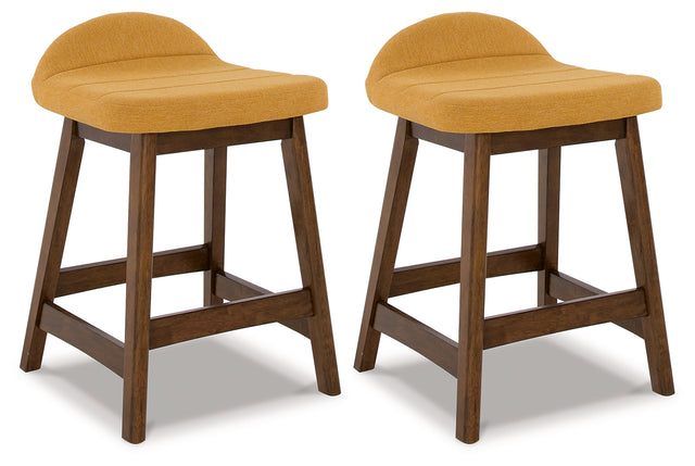 Furniture City Houma - Ashley Furniture - Lyncott Counter Height Bar Stool (Set of 2) - Counter Height Bar Stool (Set of 2) / Mustard/Brown - D615-424X2
