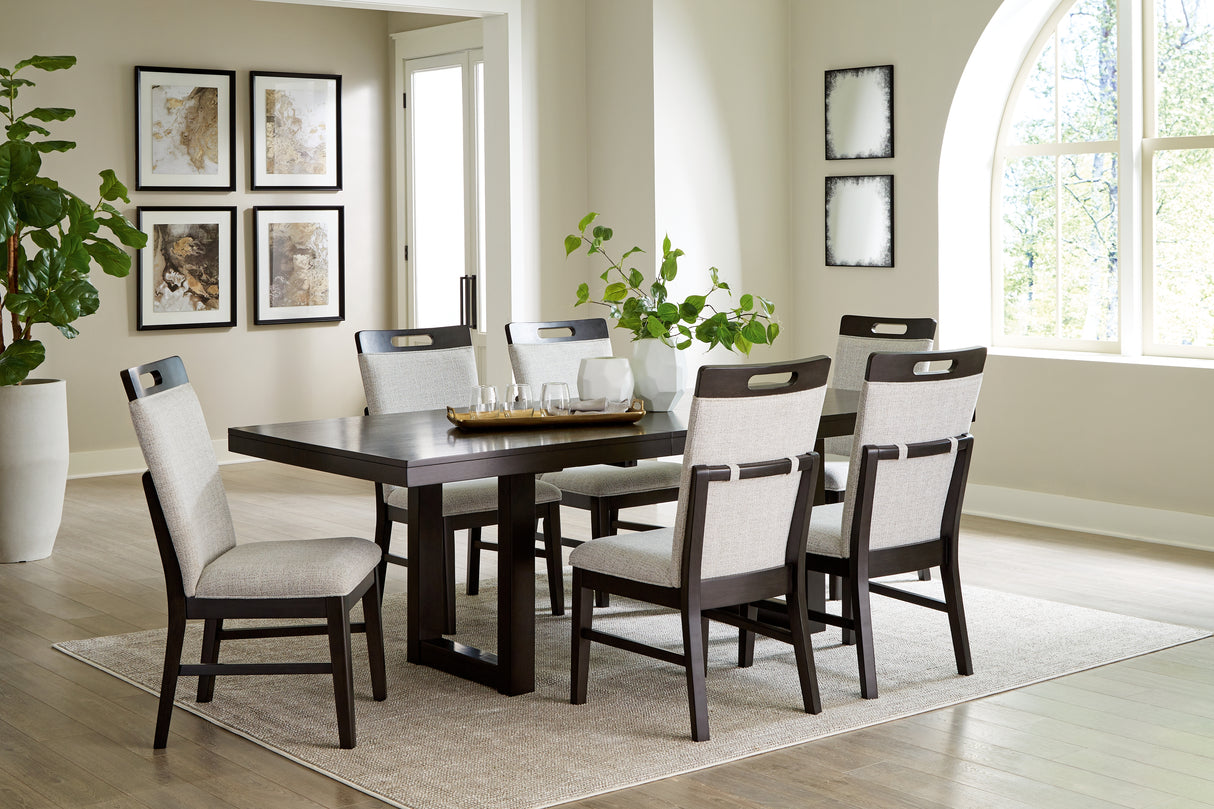 Furniture City Houma - Ashley Furniture - Neymorton Dining Table and 6 Chairs - Dining Table and 6 Chairs / Dark Grayish Brown - D618D2