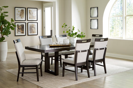 Furniture City Houma - Ashley Furniture - Neymorton Dining Table and 6 Chairs - Dining Table and 6 Chairs / Dark Grayish Brown - D618D2