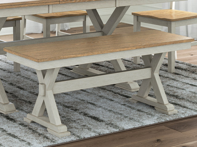 Furniture City Houma - Ashley Furniture - Purlaney 48" Dining Bench - Large Dining Room Bench / Antique White/Natural / 48"W x 16"D x 19"H - PCD627-00