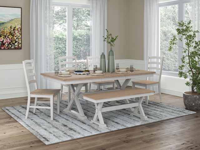 Furniture City Houma - Ashley Furniture - Purlaney Extension Dining Table, 4 Chairs and Bench - Extension Dining Table, 4 Chairs and Bench - PCD627D2