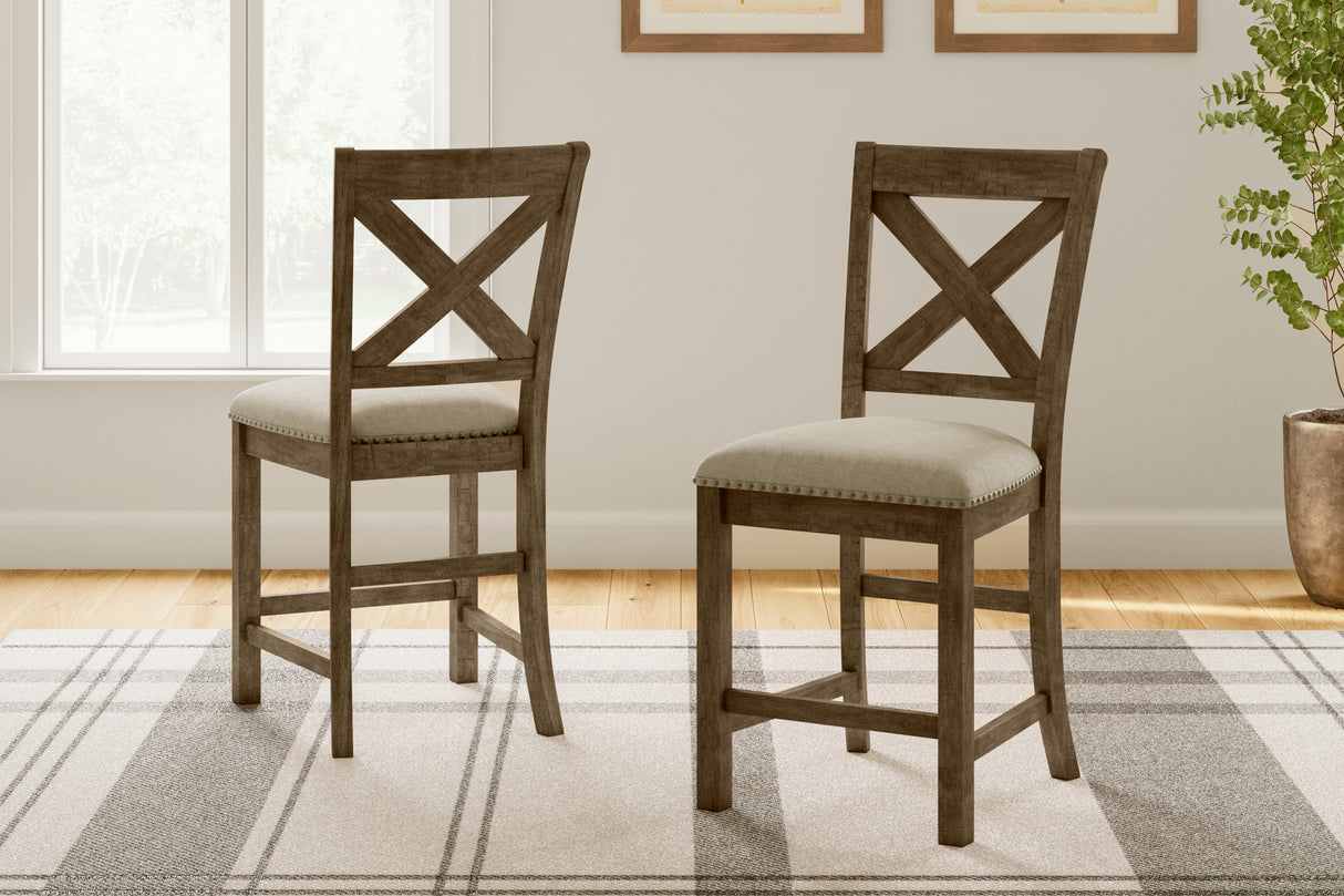 Furniture City Houma - Ashley Furniture - Moriville Dining Room - Counter Height Bar Stool (Set of 2) / Beige - D631-124X2
