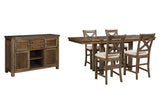 Furniture City Houma - Ashley Furniture - Moriville Counter Height Dining Table, 4 Barstools and Server - Counter Height Dining Table, 4 Barstools and Server - D631D8