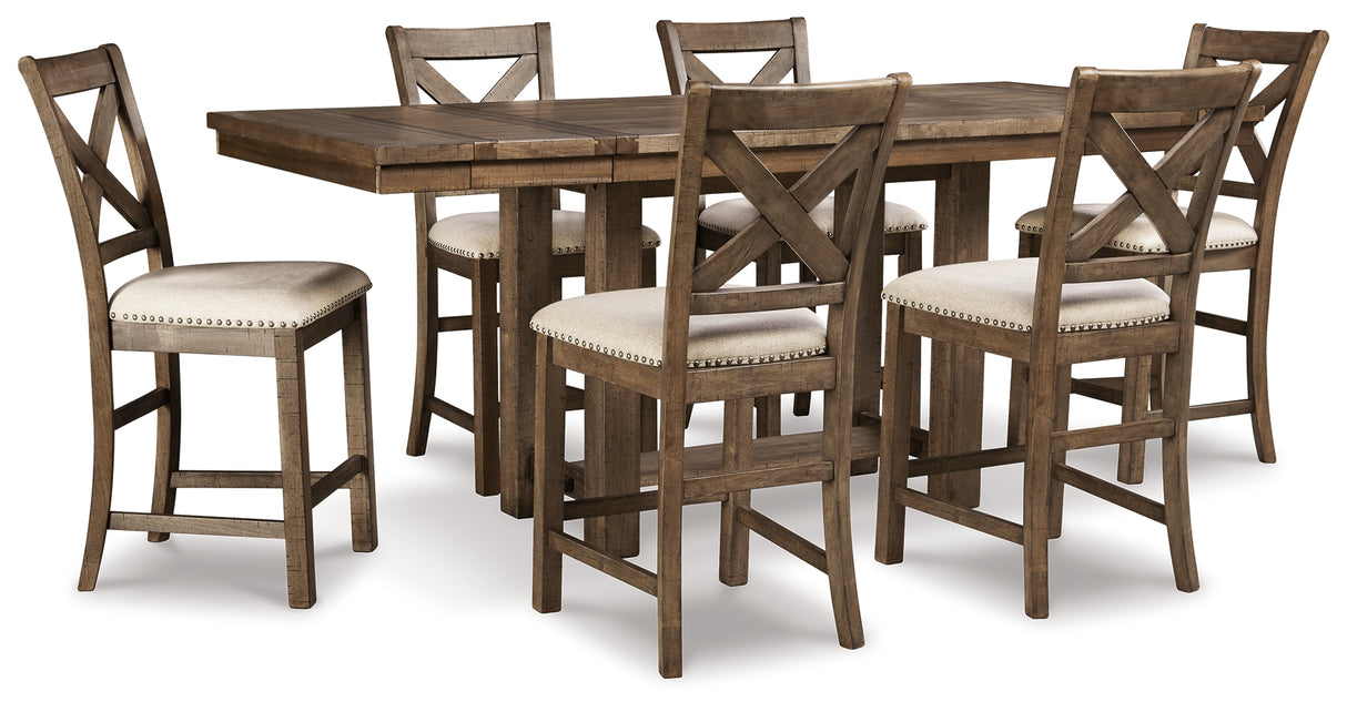 Furniture City Houma - Ashley Furniture - Moriville Counter Height Dining Table and 6 Barstools - Counter Height Dining Table and 6 Barstools - D631D10