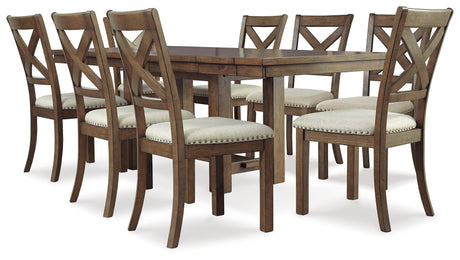 Furniture City Houma - Ashley Furniture - Moriville Dining Table and 8 Chairs - Dining Table and 8 Chairs / Grayish Brown - D631D13