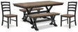 Furniture City Houma - Ashley Furniture - Wildenauer Dining Table, 2 Chairs and 2 Benches - Dining Table, 2 Chairs and 2 Benches / Brown/Black - D634D7