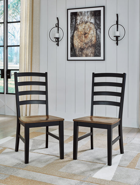 Furniture City Houma - Ashley Furniture - Wildenauer Dining Chair (Set of 2) - Dining Chair (Set of 2) / Brown/Black - D634-01X2