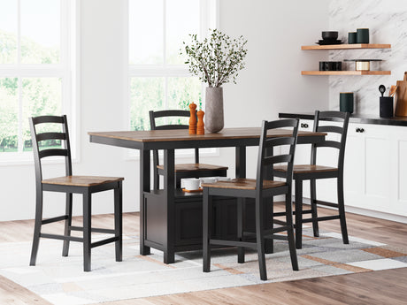 Furniture City Houma - Ashley Furniture - Wildenauer Counter Height Dining Table and 4 Barstools - Counter Height Dining Table and 4 Barstools / Brown/Black - D634D3