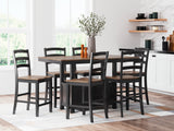 Furniture City Houma - Ashley Furniture - Wildenauer Counter Height Dining Table and 6 Barstools - Counter Height Dining Table and 6 Barstools / Brown/Black - D634D8