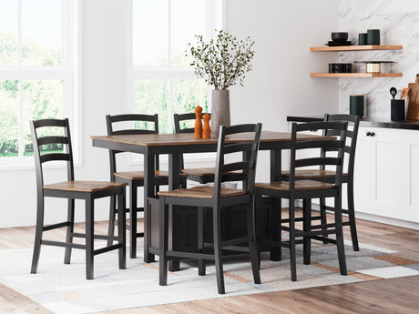Furniture City Houma - Ashley Furniture - Wildenauer Counter Height Dining Table and 6 Barstools - Counter Height Dining Table and 6 Barstools / Brown/Black - D634D8
