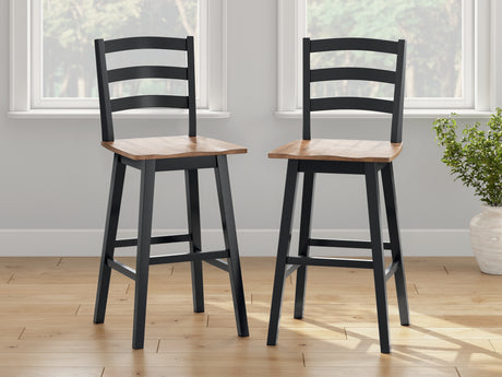 Furniture City Houma - Ashley Furniture - Wildenauer Bar Height Barstool (Set of 2) - Bar Height Barstool (Set of 2) / Brown/Black - D634-230X2