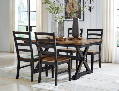 Furniture City Houma - Ashley Furniture - Wildenauer Dining Table and 4 Chairs - Dining Table and 4 Chairs / Brown/Black - D634D1
