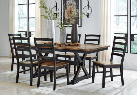 Furniture City Houma - Ashley Furniture - Wildenauer Extension Dining Table and 6 Chairs - Extension Dining Table and 6 Chairs / Brown/Black - D634D4