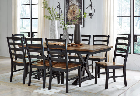 Furniture City Houma - Ashley Furniture - Wildenauer Dining Table and 8 Chairs - Dining Table and 8 Chairs / Brown/Black - D634D5
