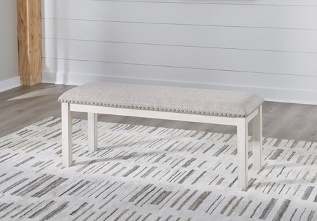 Furniture City Houma - Ashley Furniture - Robbinsdale 48" Dining Bench - Large UPH Dining Room Bench / Antique White / 48"W x 17"D x 20"H - D642-00