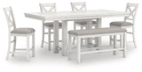 Robbinsdale Counter Height Dining Table, 4 Barstools and Bench