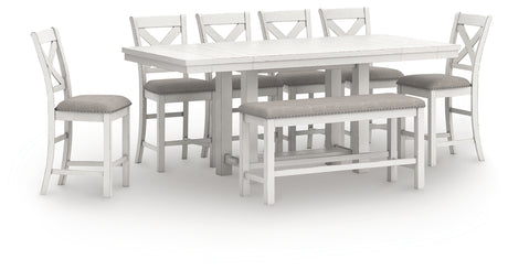 Robbinsdale Counter Height Extension Dining Table, 6 Barstools and Bench