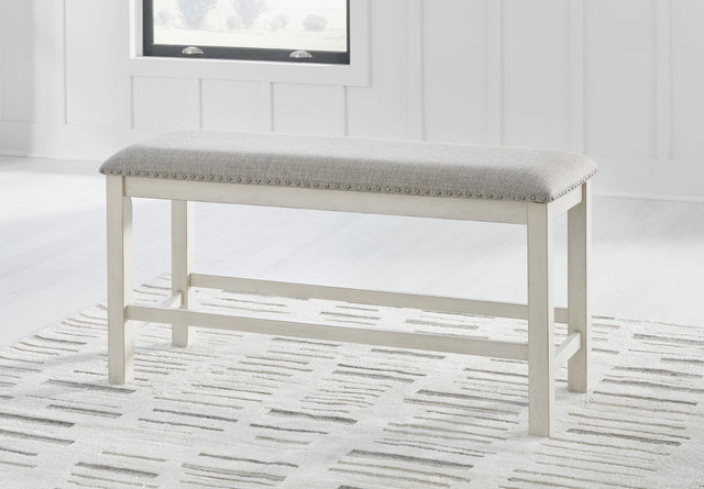 Furniture City Houma - Ashley Furniture - Robbinsdale 49" Counter Height Dining Bench - DBL Counter UPH Bench (1/CN) / Antique White / 50"W x 17"D x 24"H - D642-09
