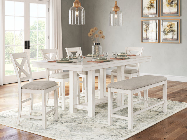 Furniture City Houma - Ashley Furniture - Robbinsdale Counter Height Dining Table, 4 Barstools and Bench - Counter Height Dining Table, 4 Barstools and Bench - D642D2