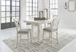 Furniture City Houma - Ashley Furniture - Robbinsdale Counter Height Dining Table and 4 Barstools - Counter Height Dining Table and 4 Barstools / Antique White - D642D1