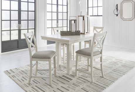 Furniture City Houma - Ashley Furniture - Robbinsdale Counter Height Dining Table and 4 Barstools - Counter Height Dining Table and 4 Barstools / Antique White - D642D1
