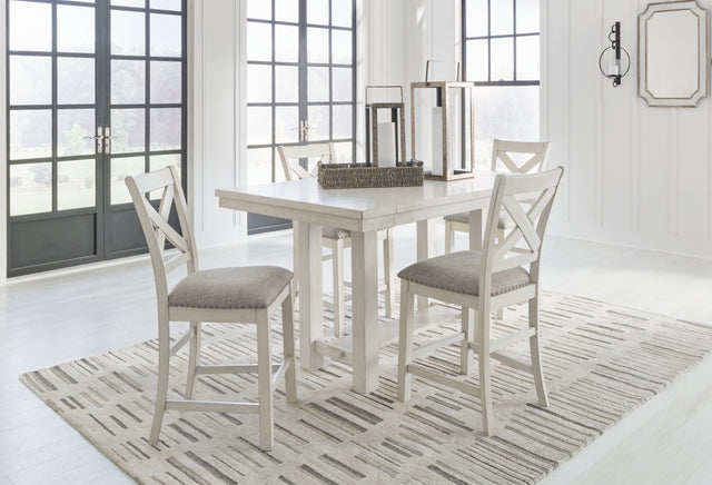 Furniture City Houma - Ashley Furniture - Robbinsdale Counter Height Dining Table and 4 Barstools - Counter Height Dining Table and 4 Barstools / Antique White - D642D1