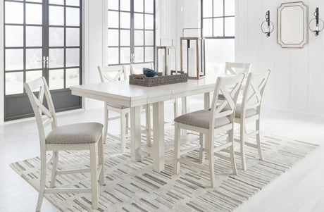 Furniture City Houma - Ashley Furniture - Robbinsdale Counter Height Dining Table and 6 Barstools - Counter Height Dining Table and 6 Barstools / Antique White - D642D5