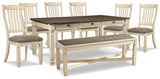 Furniture City Houma - Ashley Furniture - Bolanburg Dining Table, 6 Chairs, and Bench - Dining Table, 6 Chairs, and Bench - D647D26