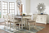 Furniture City Houma - Ashley Furniture - Bolanburg Counter Height Dining Table and 6 Barstools with Server - Counter Height Dining Table and 6 Barstools with Server - D647D23