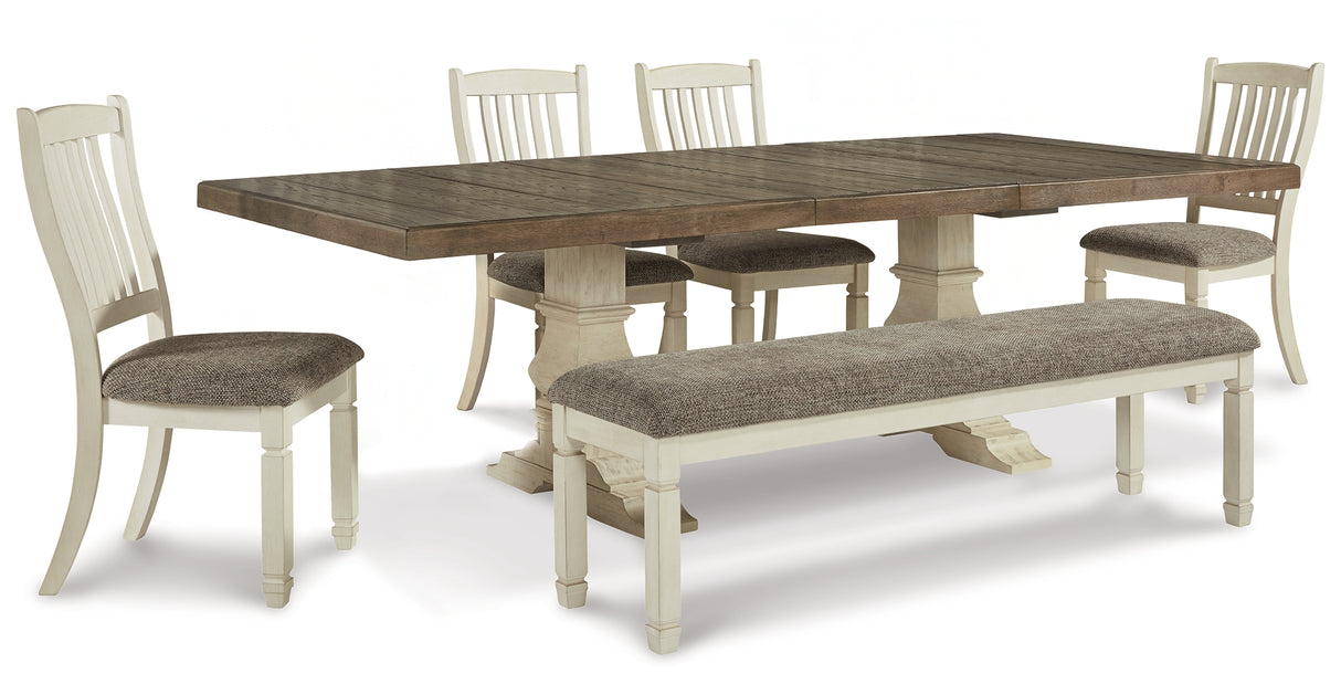 Furniture City Houma - Ashley Furniture - Bolanburg Extension Dining Table, 4 Chairs and Bench - Extension Dining Table, 4 Chairs and Bench - D647D16