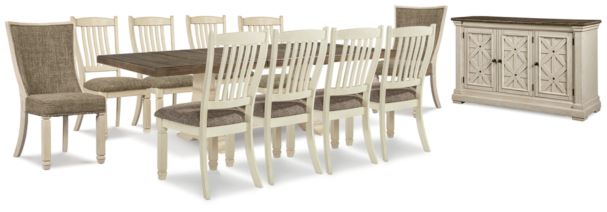 Furniture City Houma - Ashley Furniture - Bolanburg Dining Extension Table,10 Chairs and Server - Dining Extension Table,10 Chairs and Server / Antique White - D647D35