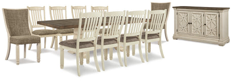Furniture City Houma - Ashley Furniture - Bolanburg Dining Extension Table,10 Chairs and Server - Dining Extension Table,10 Chairs and Server / Antique White - D647D35