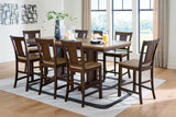 Rylandeen Counter Height Extension Dining Table and 8 Barstools