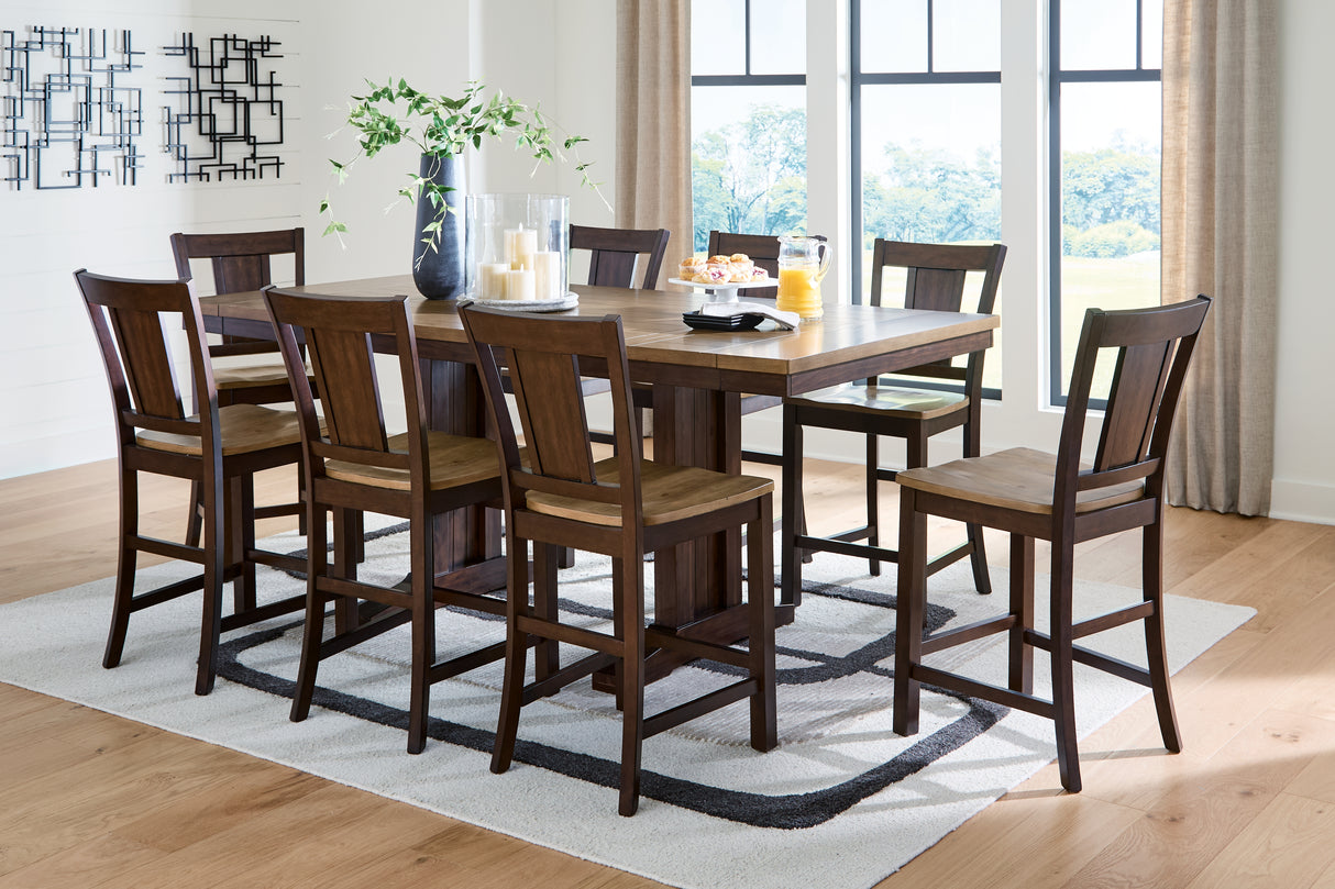 Furniture City Houma - Ashley Furniture - Rylandeen Counter Height Extension Dining Table and 8 Barstools - Counter Height Extension Dining Table and 8 Barstools - PCD651D6