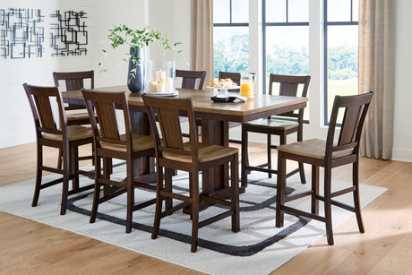 Furniture City Houma - Ashley Furniture - Rylandeen Counter Height Extension Dining Table and 8 Barstools - Counter Height Extension Dining Table and 8 Barstools - PCD651D6