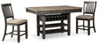 Furniture City Houma - Ashley Furniture - Tyler Creek Counter Height Dining Table and 2 Barstools - Counter Height Dining Table and 2 Barstools / Black/Gray - D736D14