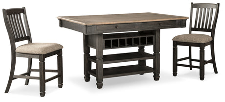 Furniture City Houma - Ashley Furniture - Tyler Creek Counter Height Dining Table and 2 Barstools - Counter Height Dining Table and 2 Barstools / Black/Gray - D736D14