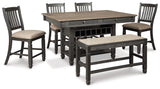 Furniture City Houma - Ashley Furniture - Tyler Creek Counter Height Dining Table and 4 Barstools and Bench - Counter Height Dining Table and 4 Barstools and Bench - D736D8