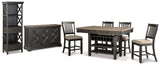 Furniture City Houma - Ashley Furniture - Tyler Creek Counter Height Table with 4 Barstools, Server and Display Cabinet - Counter Height Table with 4 Barstools, Server and Display Cabinet - D736D13