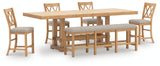 Havonplane Counter Height Extension Dining Table 4 Barstools and Bench