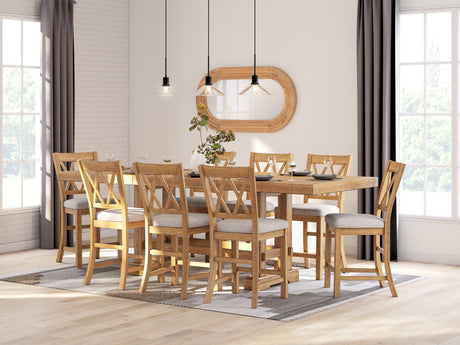 Furniture City Houma - Ashley Furniture - Havonplane Counter Height Dining Table and 8 Barstools - Counter Height Dining Table and 8 Barstools / Brown - D773D4