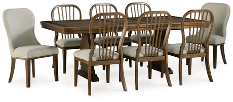 Furniture City Houma - Ashley Furniture - Sturlayne Dining Table and 8 Chairs - Dining Table and 8 Chairs / Brown - D787D8