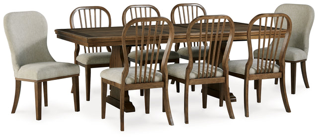 Furniture City Houma - Ashley Furniture - Sturlayne Dining Table and 8 Chairs - Dining Table and 8 Chairs / Brown - D787D8