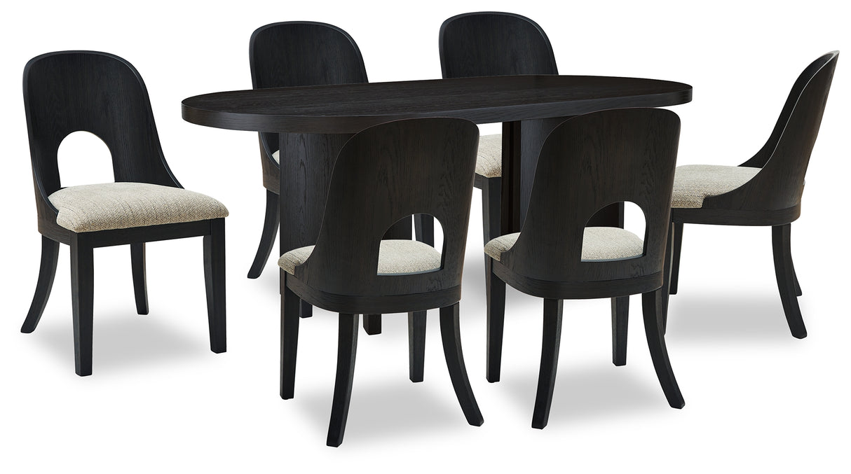 Furniture City Houma - Ashley Furniture - Rowanbeck Dining Table and 6 Chairs - Dining Table and 6 Chairs / Black - D821D4
